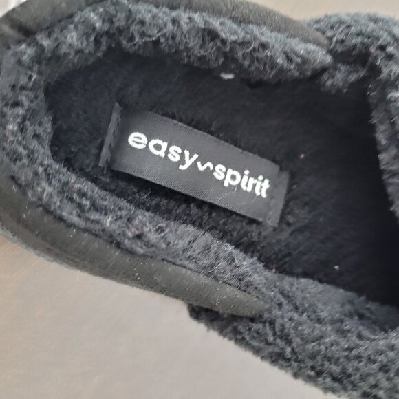 NEW Easy Spirit Womens Size 5-6 S Faux Fur Lined Slip-On Slippers Sparkle Black - Picture 5 of 8
